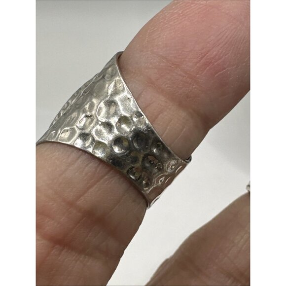 Abalone silver hammered ring size 5 signed 925 CFJ  Thai - Picture 5 of 9